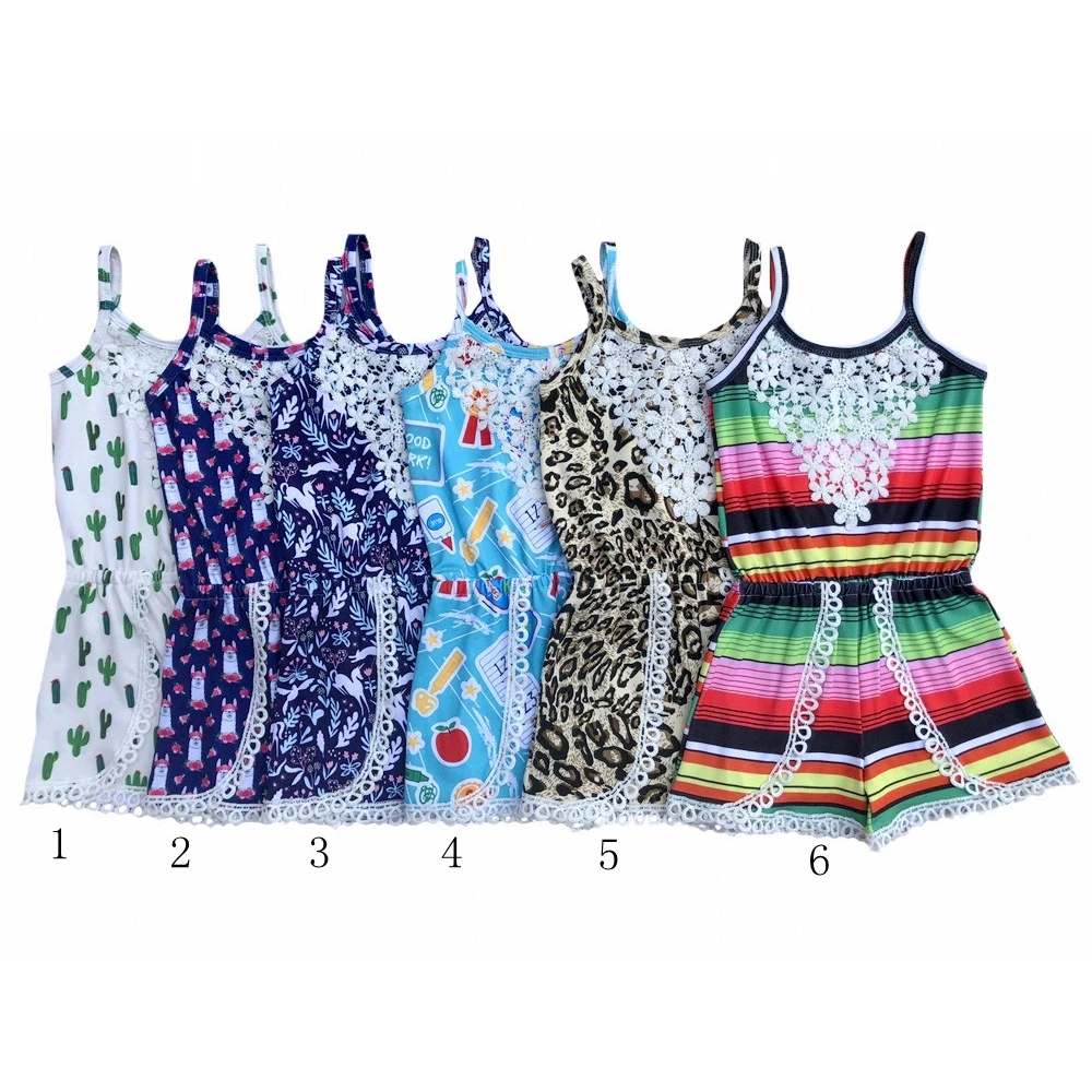 Комбинезон для девочек с кружевным воротником и рюшами Cheetah Serape back to school|Ромперы| |
