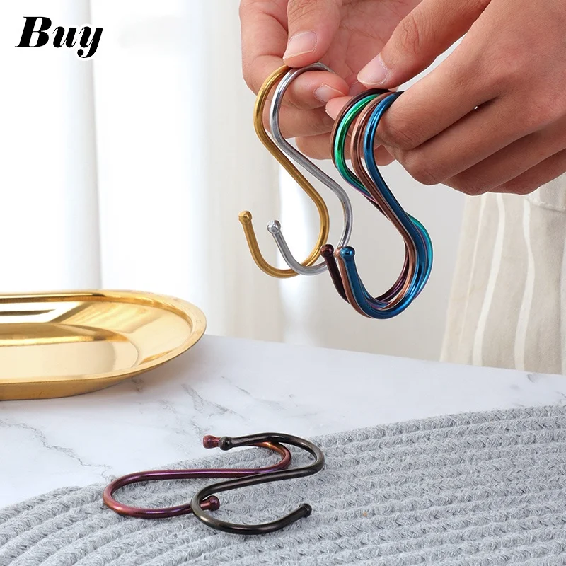 

4Pcs Stainless Steel High Quality S-shaped Hook New Metal Color Kitchen Kitchen Utensils Finishing S-shaped Hook Household Items