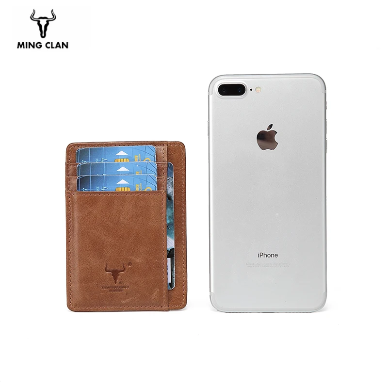 Тонкий чехол из 100% натуральной кожи с RFID защитой и отделением для карт|Держатели