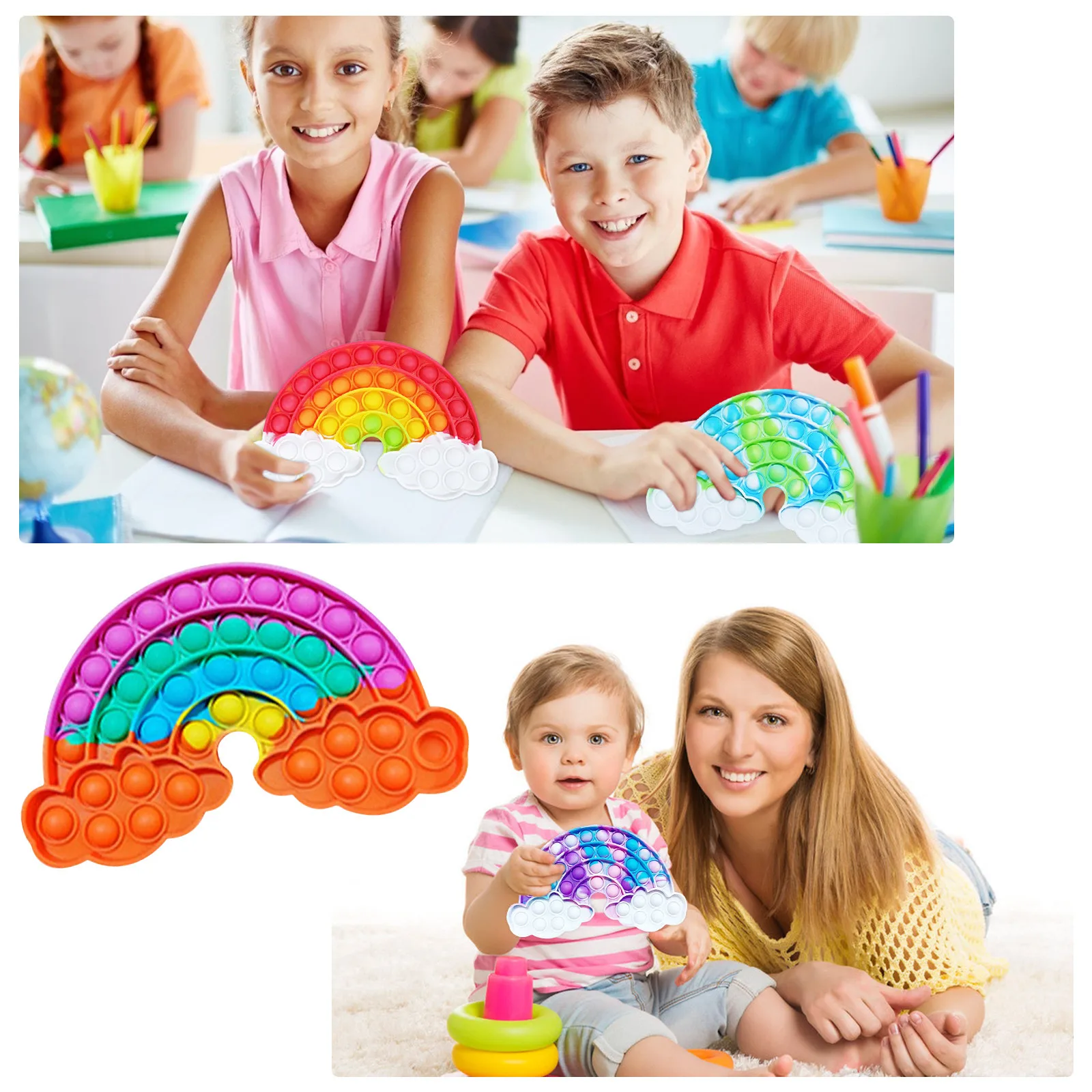 Juguete sensorial de descompresi&oacute;n de arco&iacute;ris para ni&ntilde;os, juguetes antiestr&eacute;s, simples, hoyuelos, novedad y extra&ntilde;o-1
