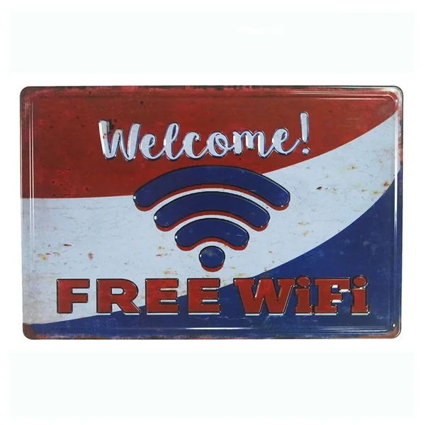

Приветствуется Бесплатный Wi-Fi Hotspot Plate винтажный жестяной знак металлический постер металлический декор металлическая живопись Настенная ...