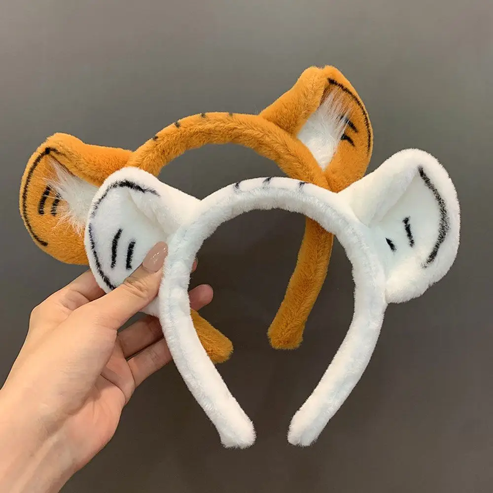 

Cartoon Plush Headband Animal Pattern Tiger Ears Hairband Fluffy Hair Hoop New Year Headdress Theme Props Gifts