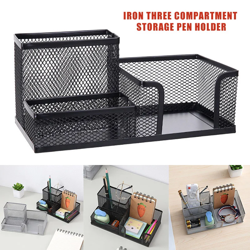 

Metal Desktop Pen Holder Office Storage Box Pencil Desk Mesh Organizer HANW88