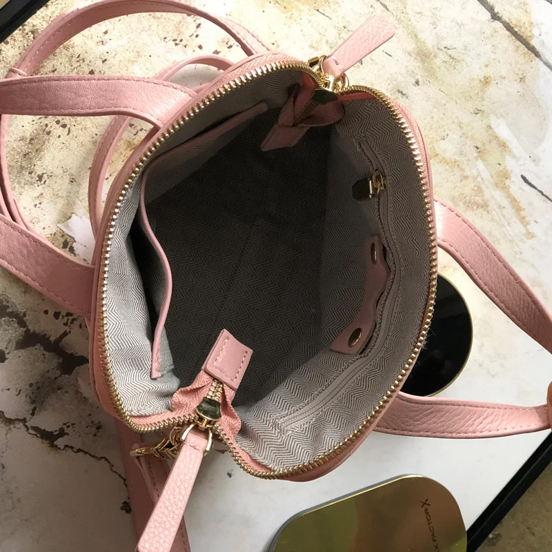 Simple texture shell bag with cowhide single shouldersoft leather handbag | Багаж и сумки