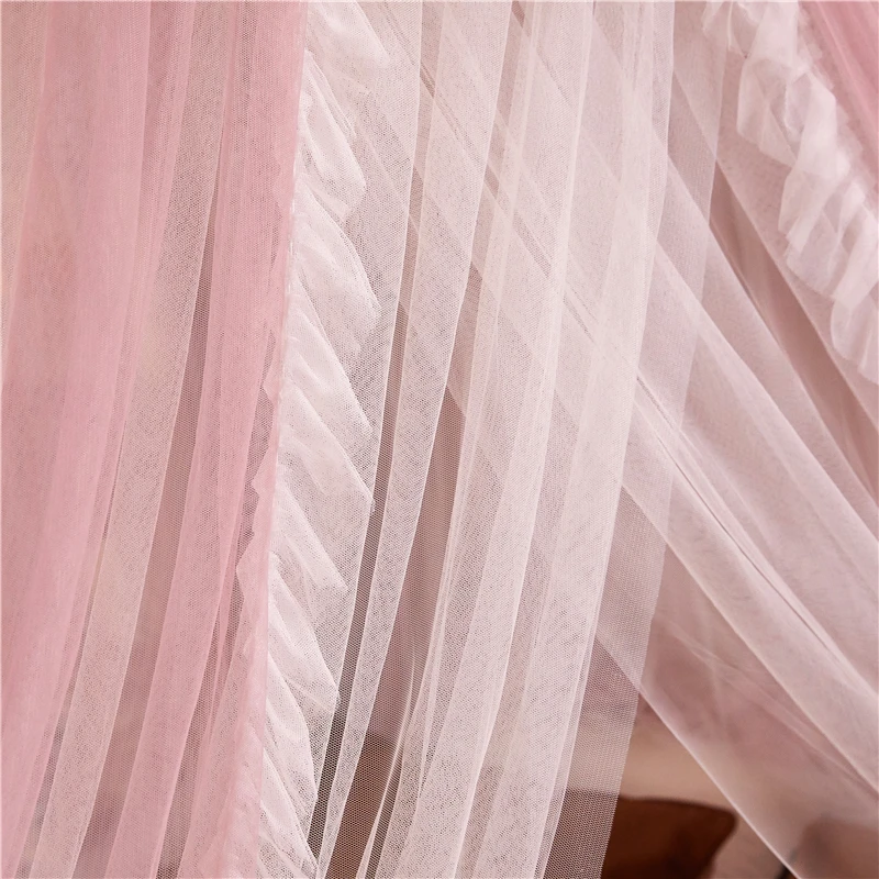Pink White Double-deck Romantic Lace Princess Style Three-door Floor-standing mosquito net Suitable for 1.2m 1.5m 1.8m 2m Bed |