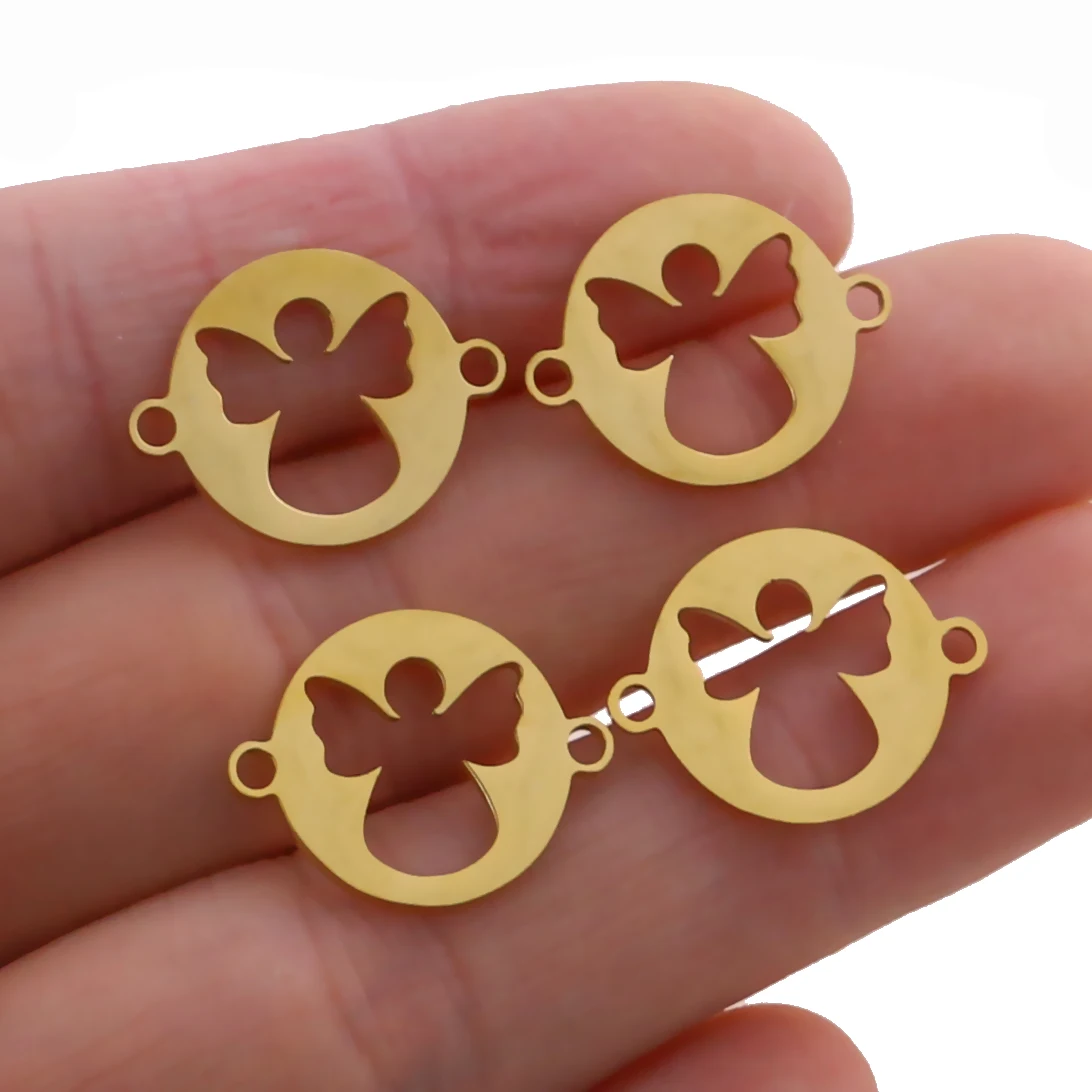 5 шт. Нержавеющая сталь Золото ангельские крылья Шарм Разъемы DIY браслет