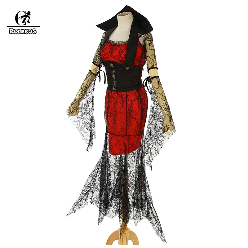 Женский костюм вампира ROLECOS черное платье паук без надписей ведьмы на Хэллоуин