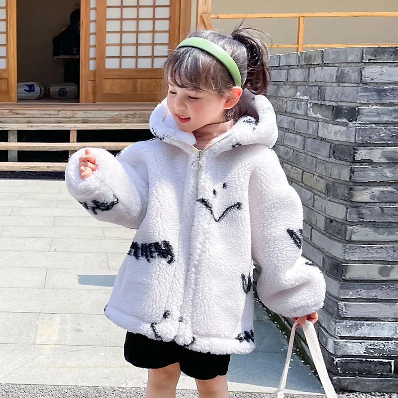 2021 Winter Baby Boy Fleece Jacket Warm Hooded Girl Coats Outdoor Snow Clothes Children Print Fashion Kids Outerwear Parkas