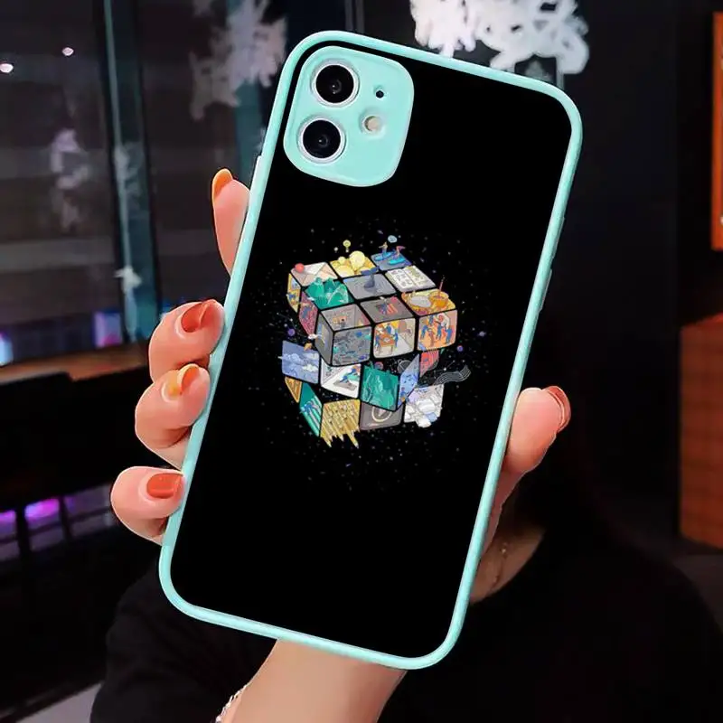 

art pattern Rubik's cubes Phone Cases Matte transparent For blue iPhone 12 Mini 11 Pro XR XS Max 7 8 Plus X Back Cover