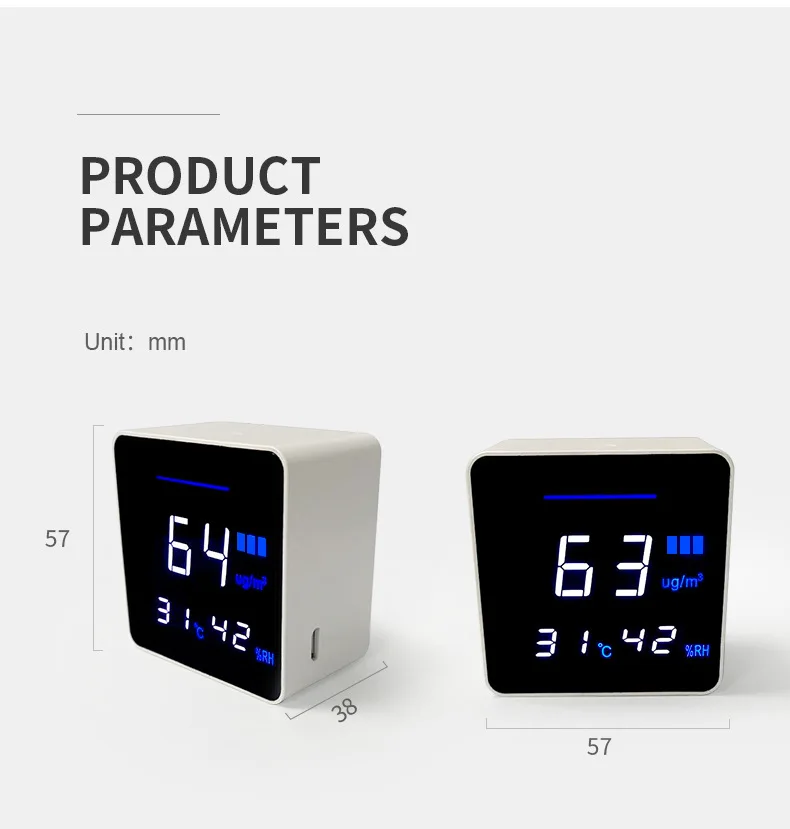 PM 2.5 Household Air Quality Monitor PM2.5 Tester with Electricity Quantity Temperature Humidity Display Detector | Инструменты