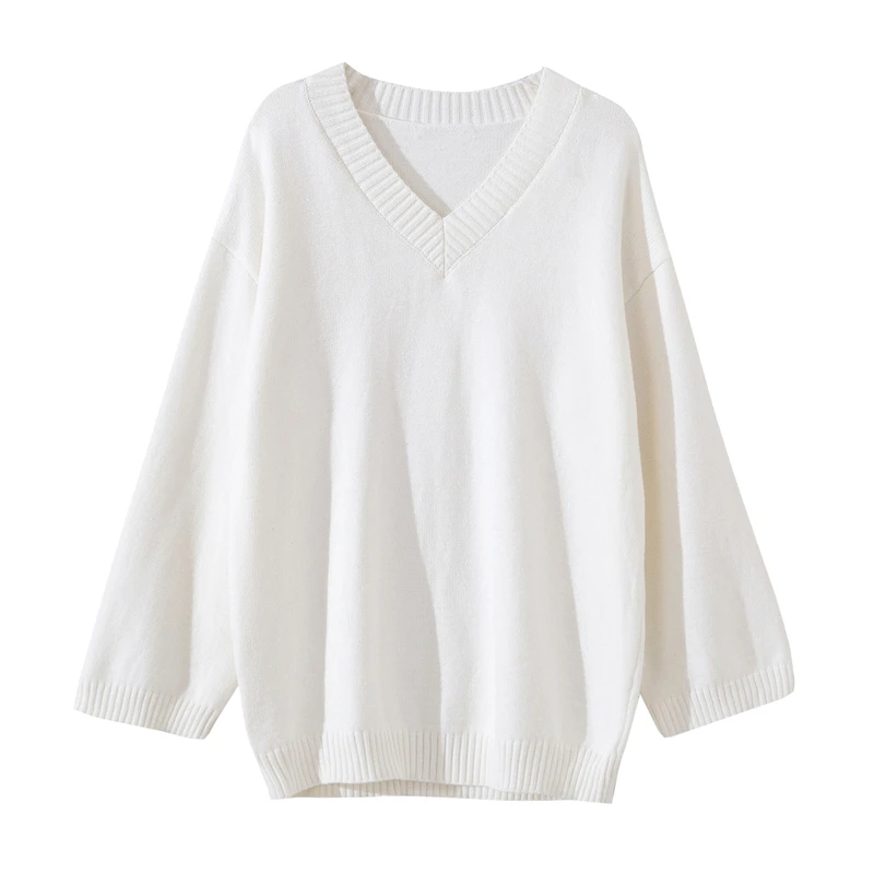 

Korean style v neck knitted sweater for women oversize batwing sleeve loose winter top female pullover tunic