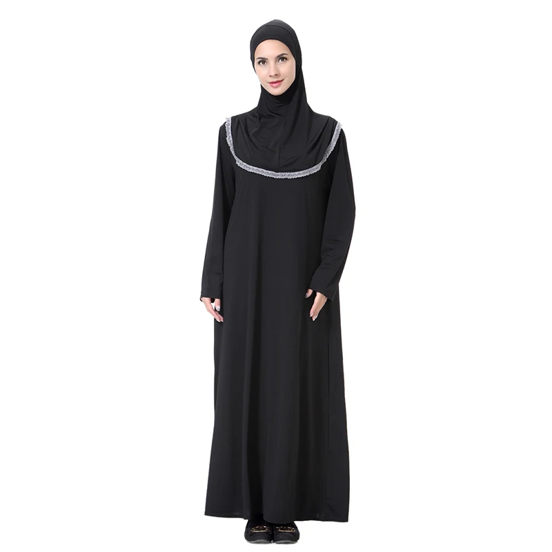 

Abaya Muslim women hijab dress Islamic Saudi black hooded one-piece dress Arab loose Ramadan prayer loose long skirt large size