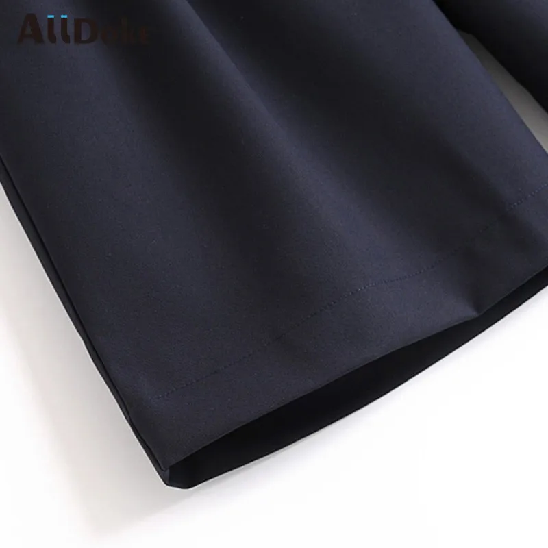 

ALLDOKE vintage casual loose half pants women high waist double pockets pants streetwear office ladies oversized pants mujer