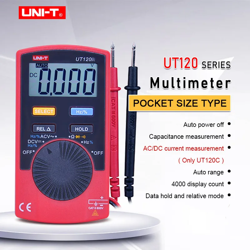 Ручной цифровой мультиметр UNI-T UT120A UT120B UT120C мини мультиметр AC DC напряжение сопротивление частота тест er диод тест