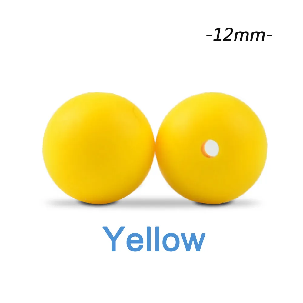 yellow Силиконовые бусины LOFCA, 12 мм, 200 шт, детские силиконовые бусины для прорезывания зубов, Пищевая силиконовая детская соска, ожерелье, подвеска, изготовление продукта - Цвет: yellow