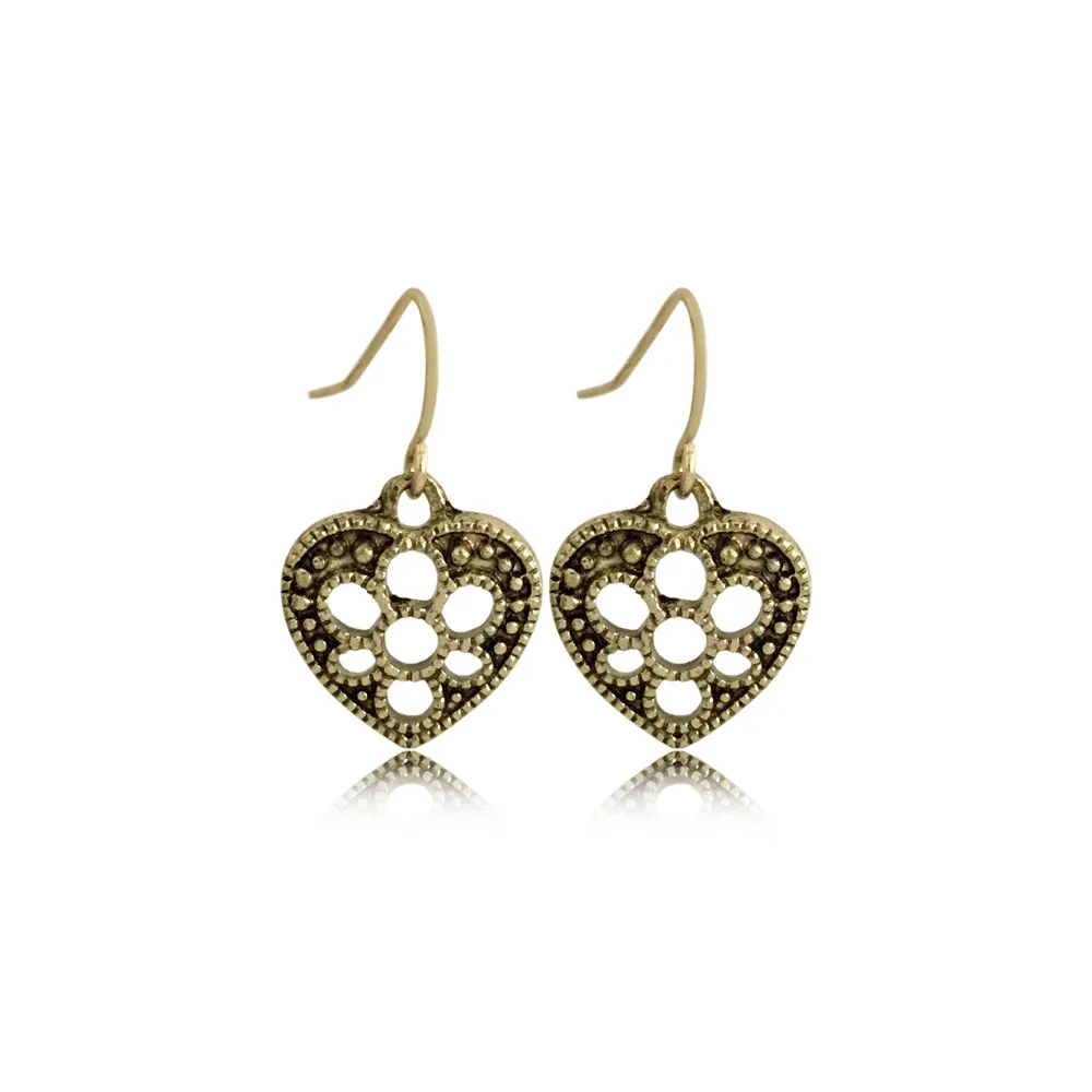 Женские серьги-подвески в форме сердца золотистые серьги античном стиле