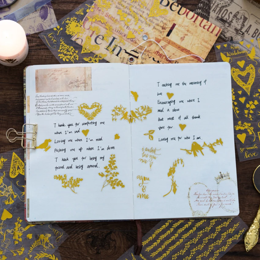 6 шт./лот Kawaii бронзовые наклейки для украшения кошачьего сердца скрапбукинга DIY