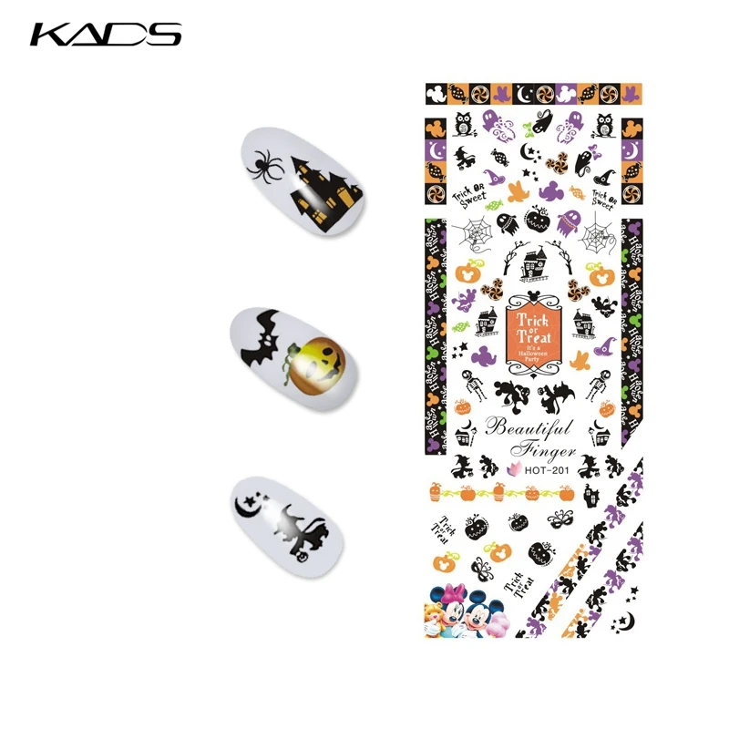 3 листов/комплект HOT199-201 новый Хэллоуин дизайн Воды пропуск Ногтей Наклейки