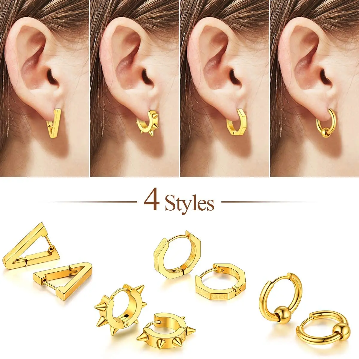 Кольца из нержавеющей стали в стиле панк-рок для пирсинга серьги-кольца