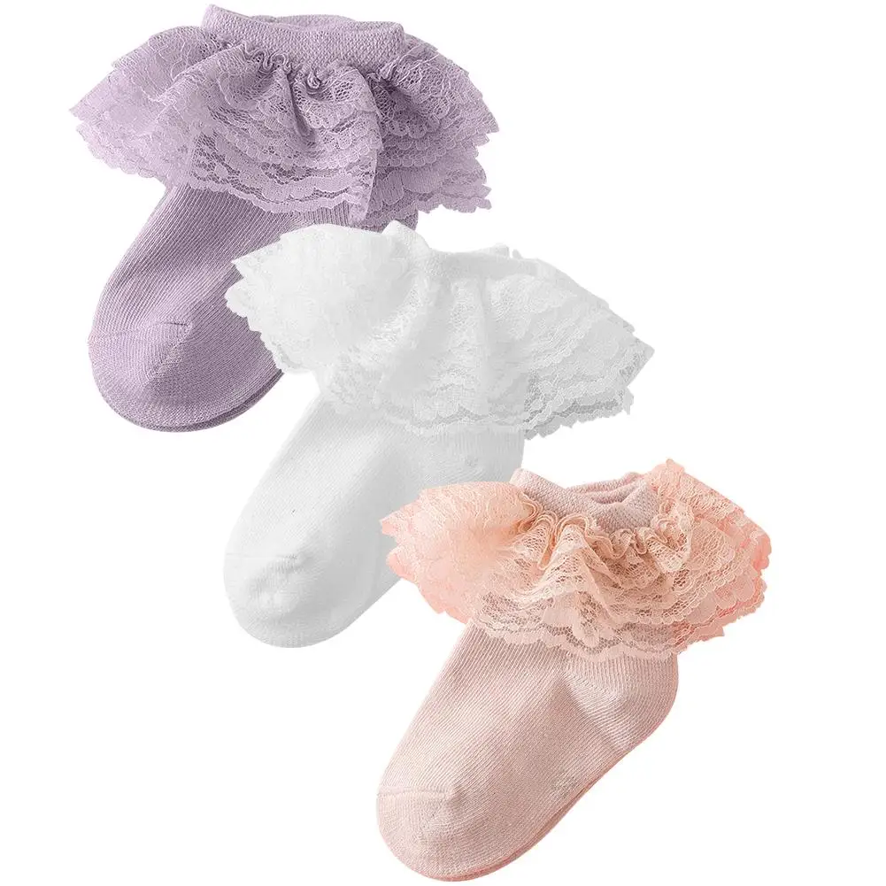 Детские кружевные носки дышащие сетчатые милые хлопковые принцессы для детей
