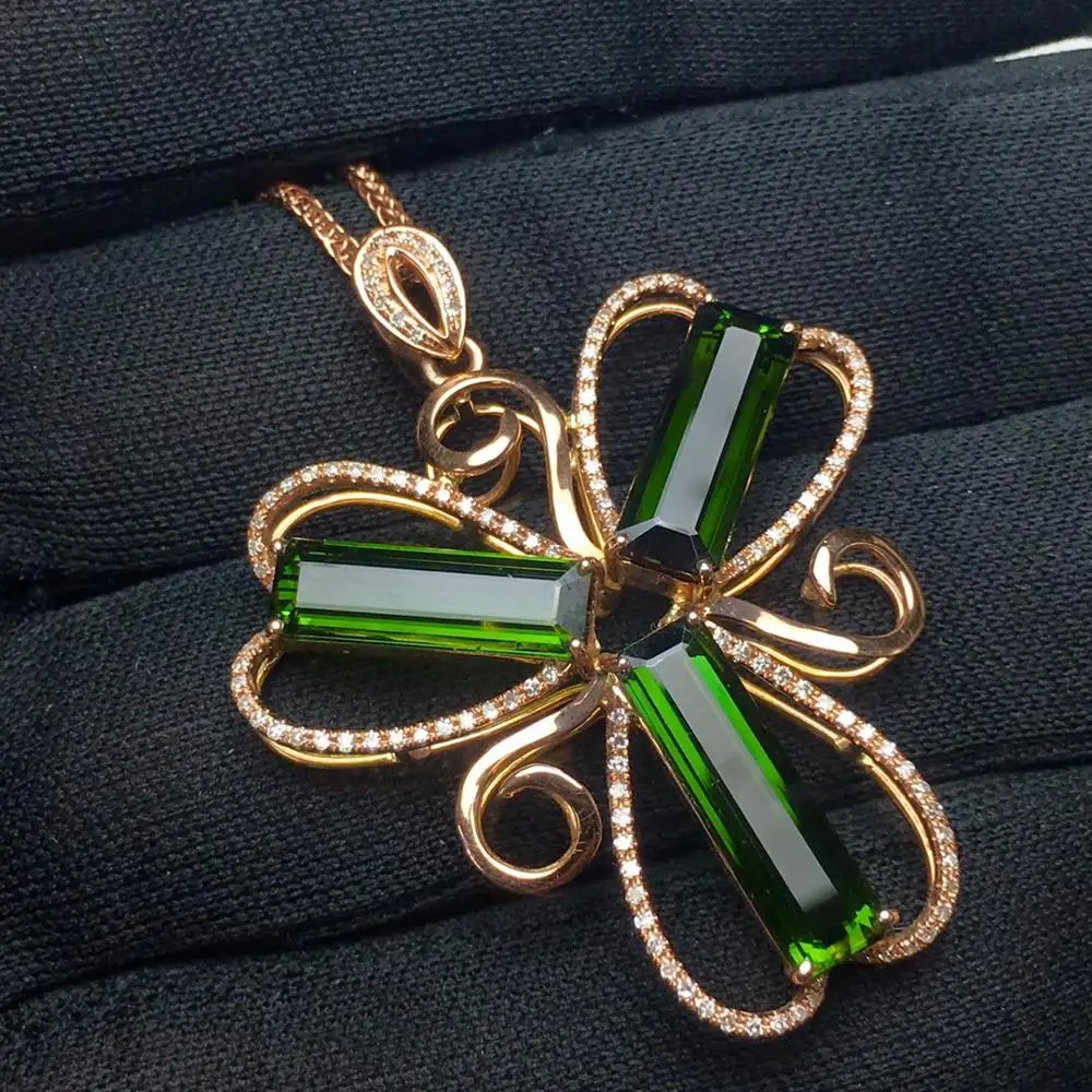 Женское колье подвеска с бриллиантами 18 К 100% дюйма|Подвески| |