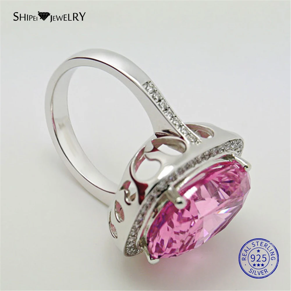 Женское кольцо из серебра 100% пробы с натуральным розовым сапфиром|Кольца| |