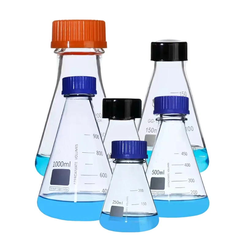2pcs Glass Flask 50/100 /250 /500 /1000ml Erlenmeyer Flask Borosilicate Glass Triangular Flasks Chemistry Laboratory Glassware