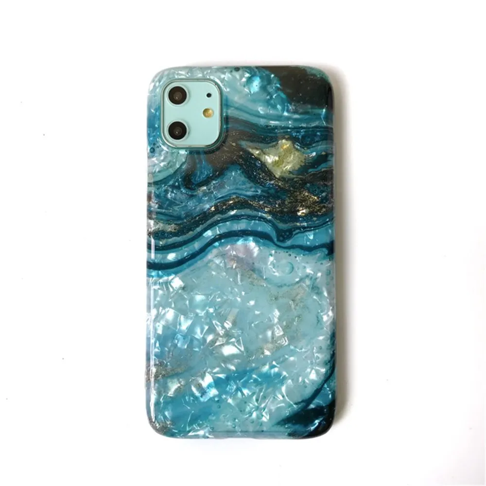 Глянцевый мраморный чехол для iphone 6 7 8 Plus 11 Pro X XS Max XR Блестящий корпус эпоксидный