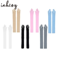 1 pair fashion sexy ultra thin sunscreen long lace gloves summer female velvet full finger elastic anti uv cycling driving glove