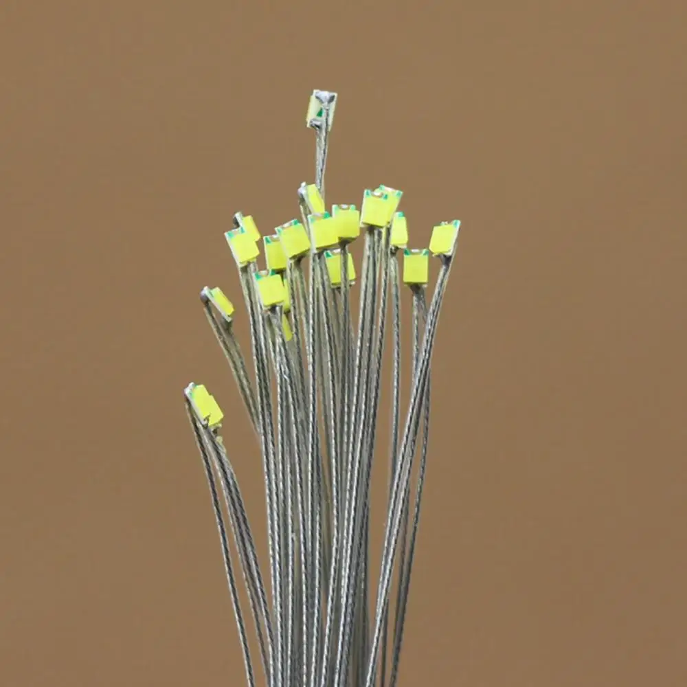 Предварительно припаянные Проводные микро лицевые светодиоды T0805WM 20 шт. теплый