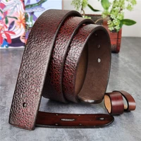 luxury vintage pop dot carving top thick leather men belt without buckle cinturon mujer mens leather belts without buckles sp13