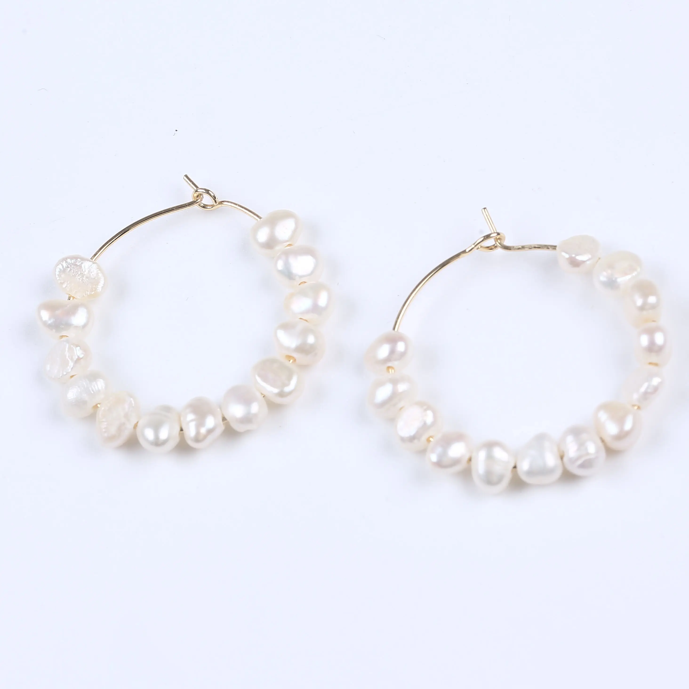 

C-Shaped Earrings Copper Gold Plated Pearl Earrings Hoop for Women Wedding Jewelry