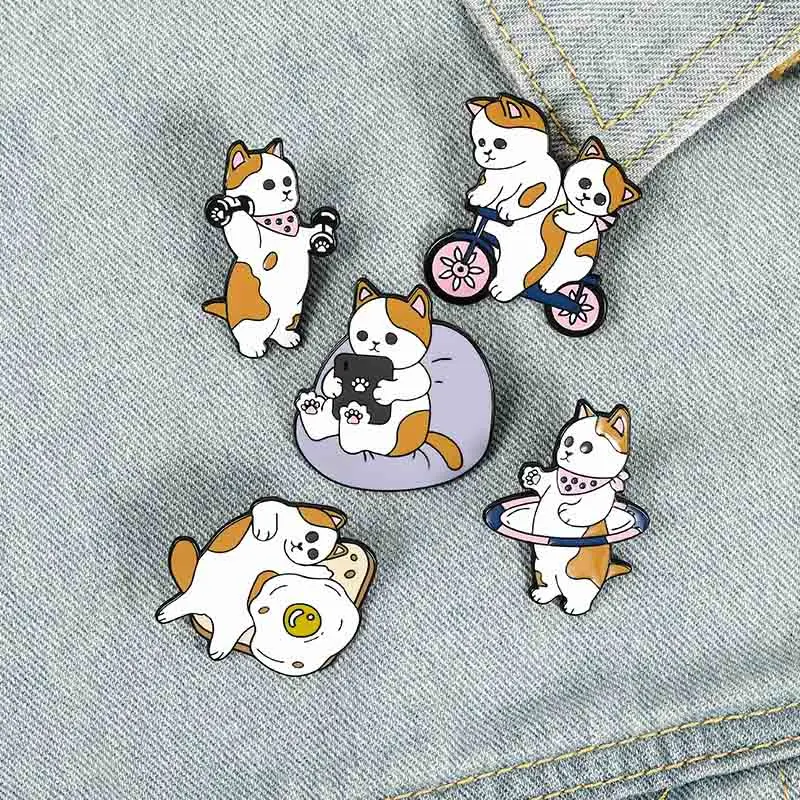

Cute Cartoon Animal Fitness Sport Puppy Brooch Bag Clothes Backpack Lapel Enamel Pin Badges Dog Jewelry Gifts For Friends Women