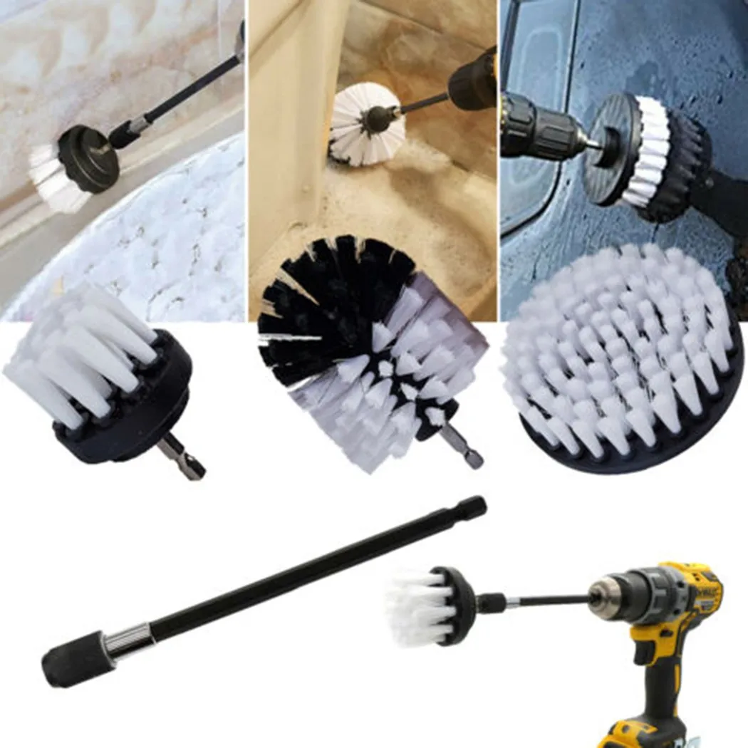 

4Pcs/Set Drill Brush Car Cleaner Kit Soft Bristle Power Scrubber Attachment Household Cleaning Tools Accessories 4 Inch Brush