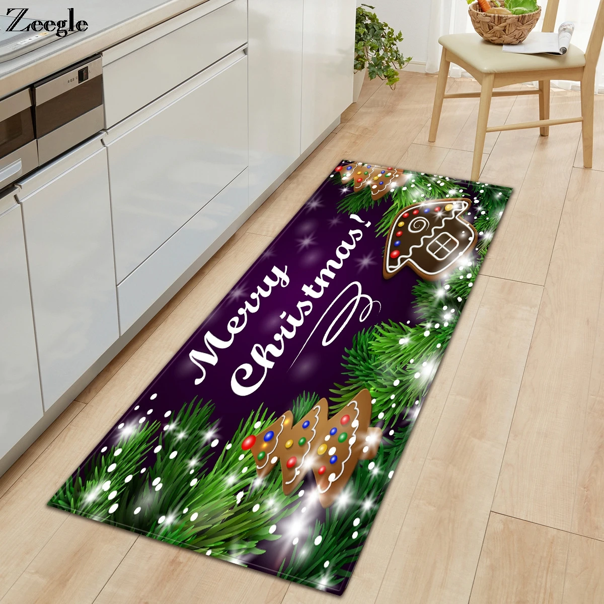 Рождественский коврик Zeegle для гостиной, Противоскользящий коврик для ванной комнаты, напольный коврик для прихожей, Впитывающий Коврик для...