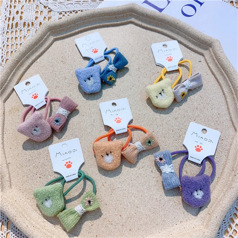 

Плюшевые Мультяшные резинки для волос в Корейском стиле для девочек, резинка с милым бантом, Детская резинка для волос, головной убор для де...