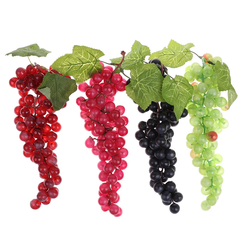 

36/85 Heads Black Red Green Purple Hanging Artificial Grapes Photography Props