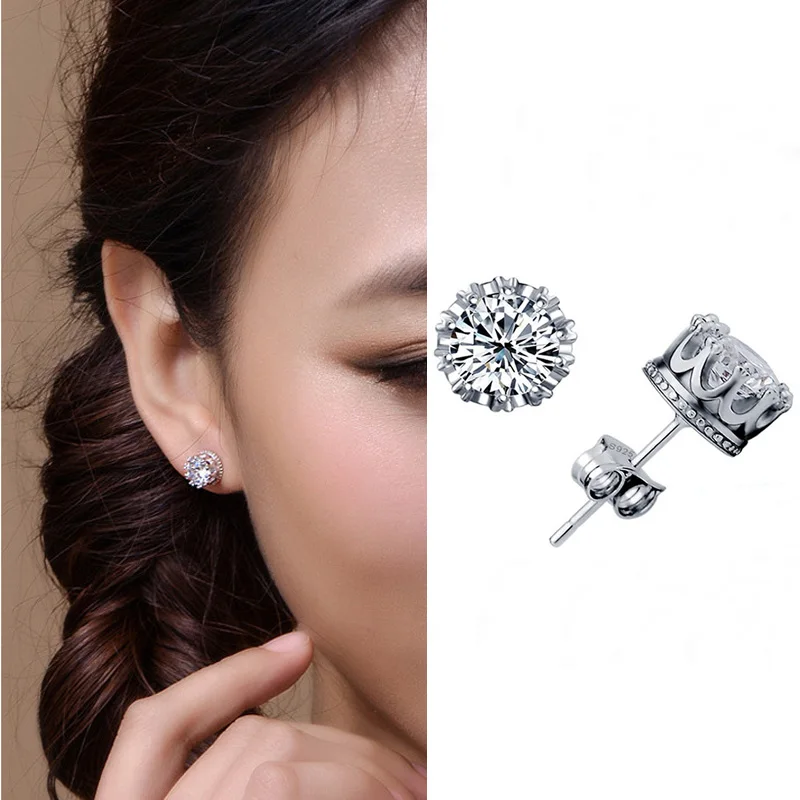 

FDLK Luxury Rhinestone Crystal Stud Earrings Elegant Round Geometric Earring For Women Accessories Jewelry Girl Gift