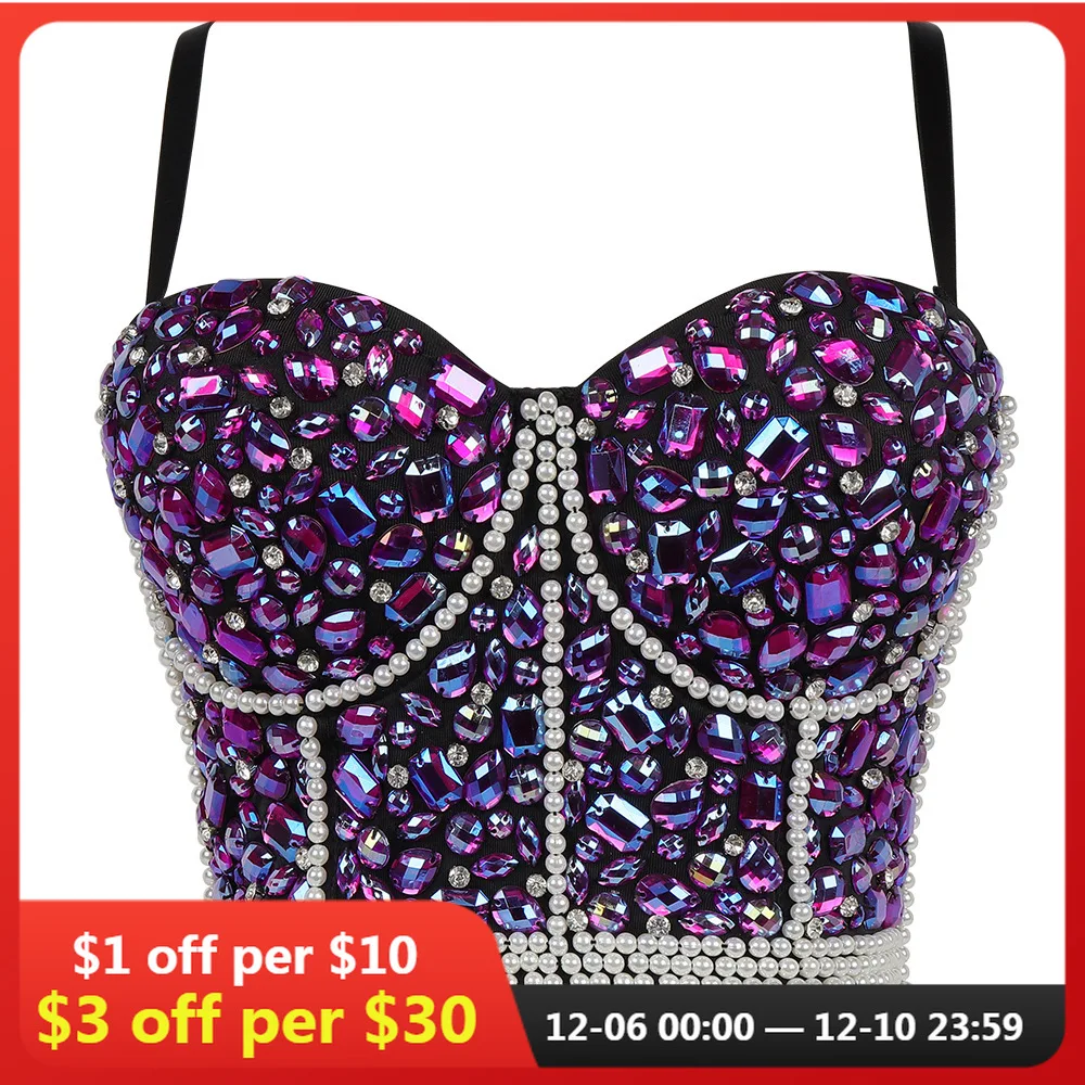 

Women Bustier Diamond sling ultra short vest pure color waistcoat sexy inside and outside to build star top quality small sling