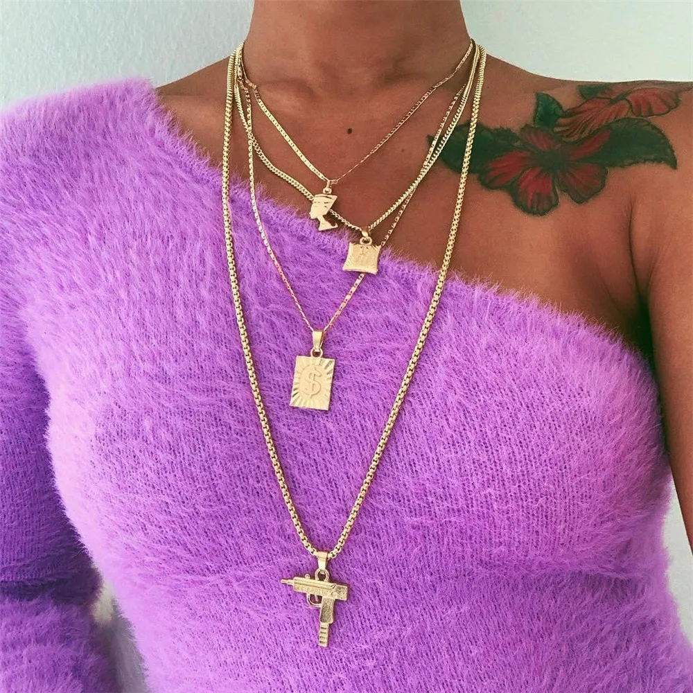 Женская винтажная длинная цепочка ALYXUY ожерелье с кулоном в виде пистолета