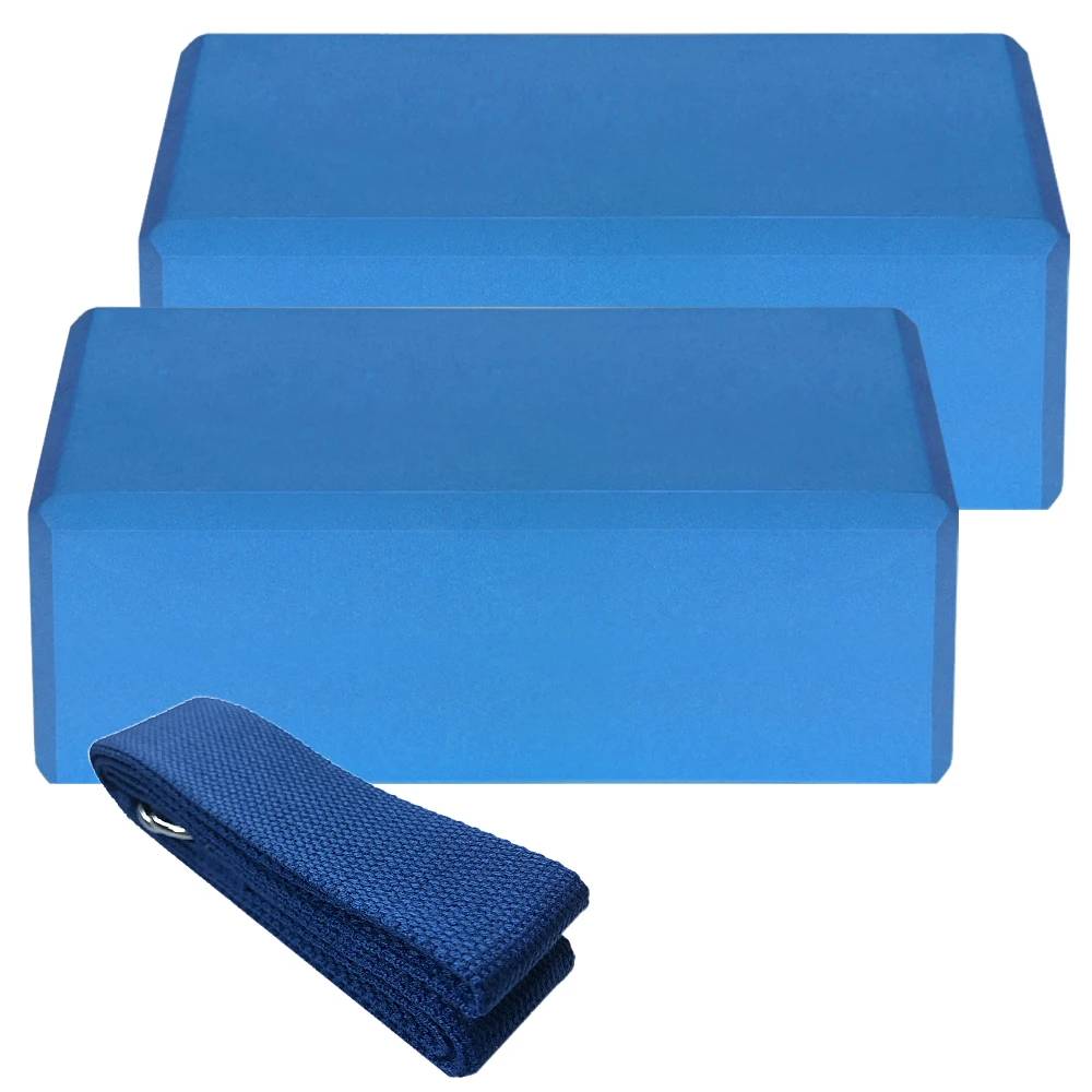 

2pcs EVA Yoga Blocks with Cotton Yoga Strap Stability Blocks Yoga Strap Set Pilates Meditation Home Gym Fitness Equipment