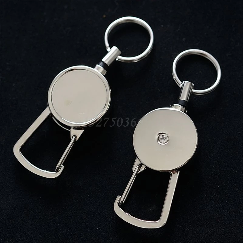 

OOTDTY Retractable Key Ring ID Metal Lanyard Name Tag Card Holder Recoil Reel Belt Clip