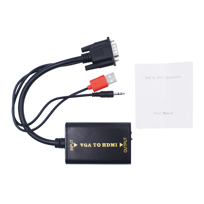 Elitooop портативный разъем и воспроизведение VGA на HDMI выход 1080P HD аудио ТВ AV HDTV PC