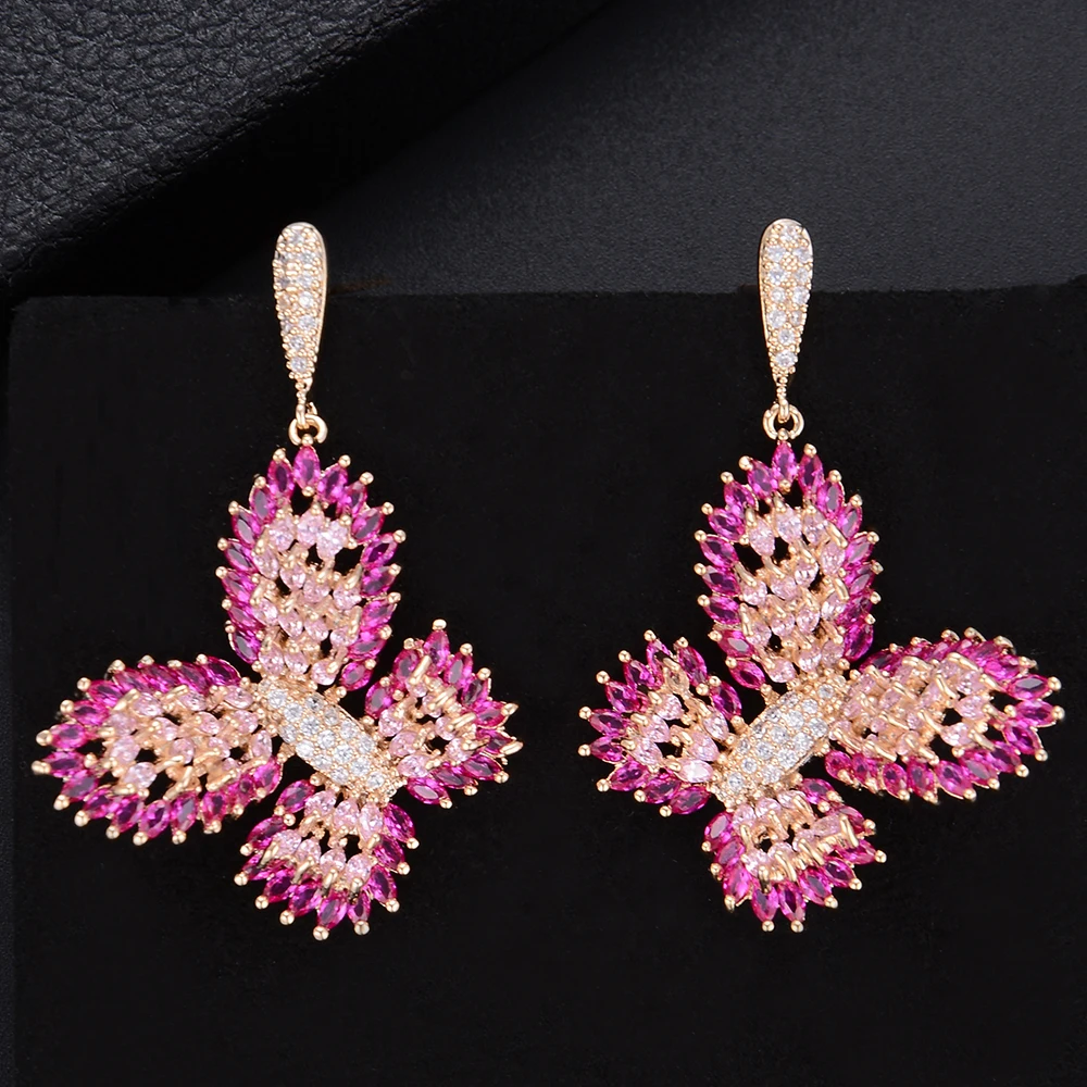

Elegant Butterfly Cubic Zirconia Pendant Dangle Drop Earrings For Women Girls korean earrings vintage earrings ethnic tribal