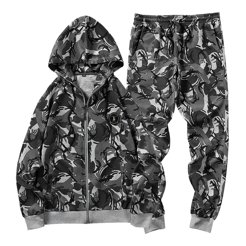 

Men Camouflage Casual Tracksuit Set Jacket+Pants Streetwear 2 Piece Set Hoodies Sporting Suit Coat SportSet Eur Size S-2XL;GA716