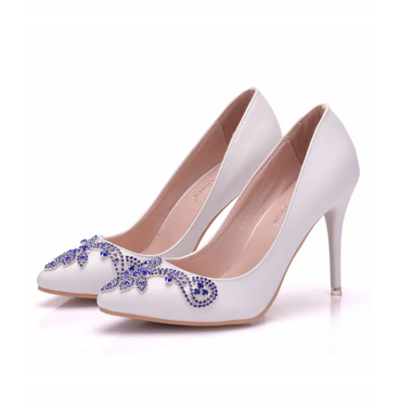 

Туфли на высоком каблуке свадебные туфли обувь для подружки невесты банкетные туфли со стразами классические туфли и Белая обувь