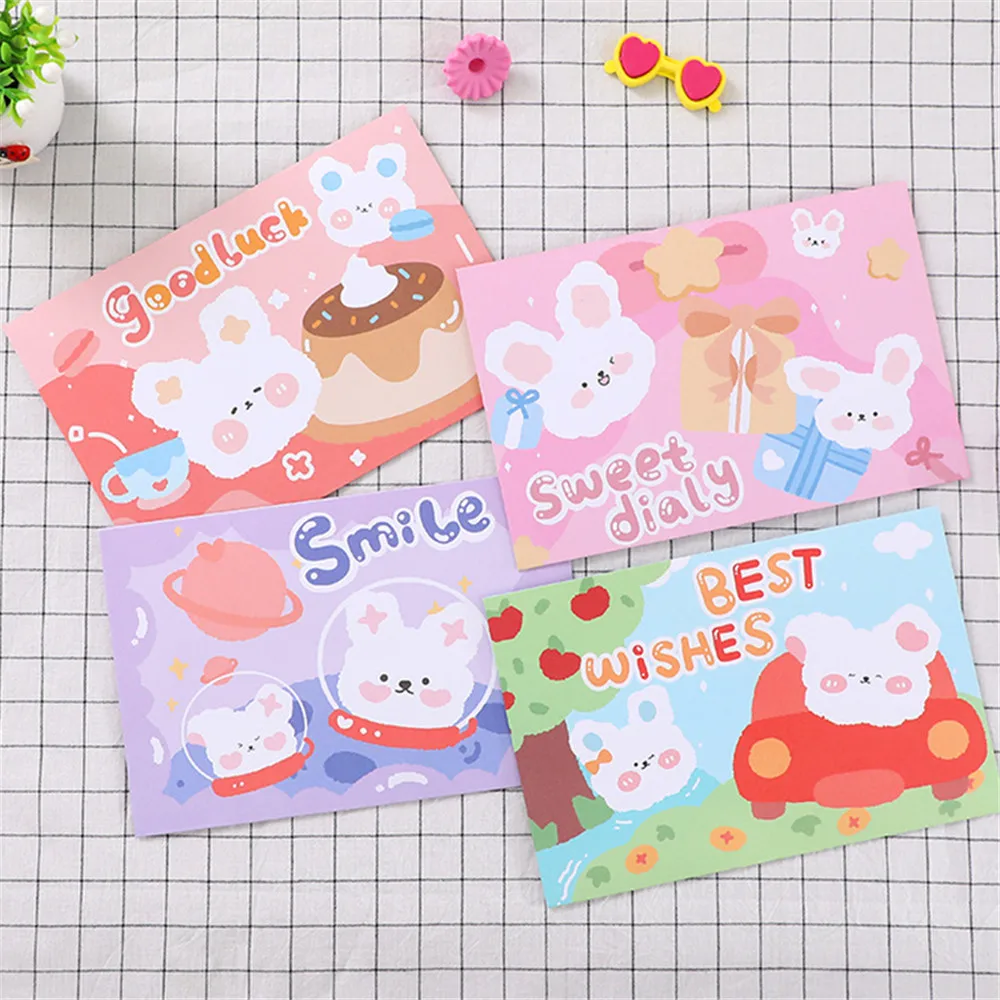 

5 комплектов милые Мультяшные конверты с кроликами с буквенной бумагой Kawaii Канцелярские товары для студентов поздравительные открытки поч...