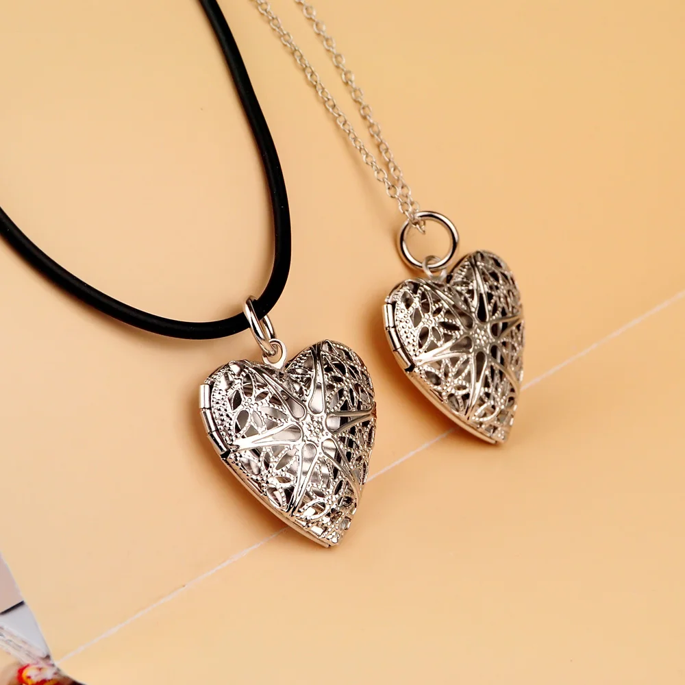 

925 Sterling Silver Women's Necklace Creative Hollow Heart Pendant Free Customized Photo Bohemian Silver Jewelry Silver Chain