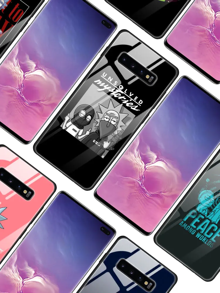 Чехол Rick And Morty из закаленного стекла для samsung Galaxy S10 S10e S9 S8 Note9 Note 10 Plus 5G A50 A30 края из ТПУ Fundas Capa