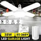 Складные светодиодные лампы для гаража, 38 Вт, E27, 4 регулируемых лопасти вентилятора, деформируемое потолочное освещение для мастерской, склада, 6500K, AC85-265V